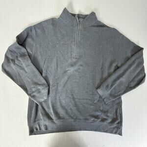 Woolrich Men’s XL Gray 1/4 Zip Pullover Sweatshirt 100% Cotton Mock Neck